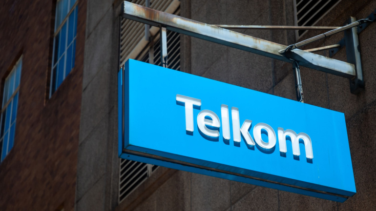 Johannesburg, South Africa - December 29, 2021: Telkom's telecommunication company blue logo midday johannesburg city